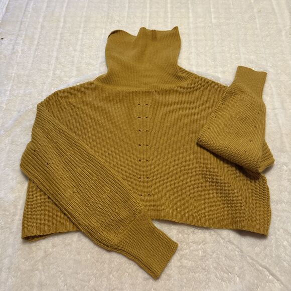 OLIVACEOUS Mustard Crop Turtleneck Sweater Blended Wool Angora - Picture 9 of 9